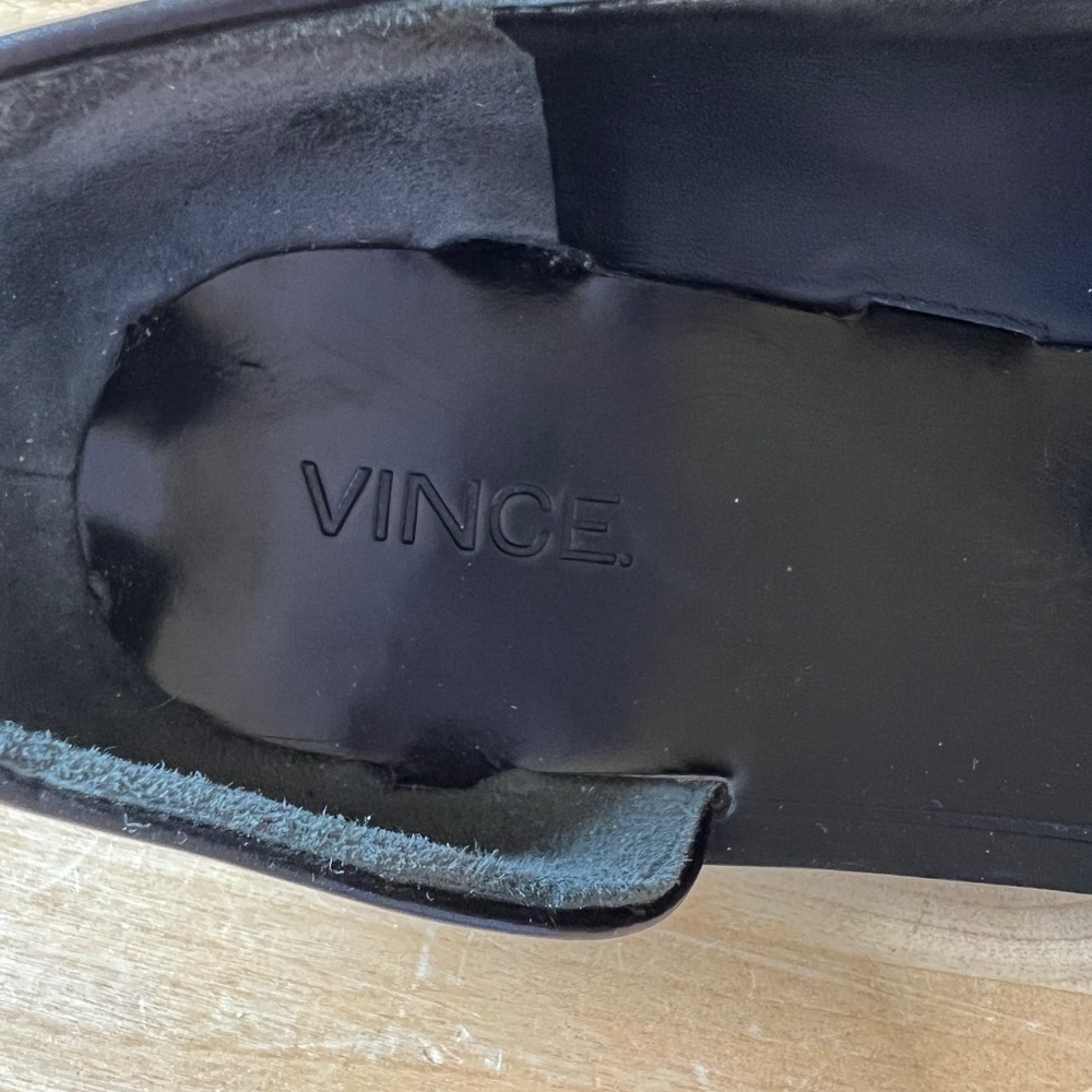 Vince Black Open-Toe Leather Loafers - Picture 8 of 10